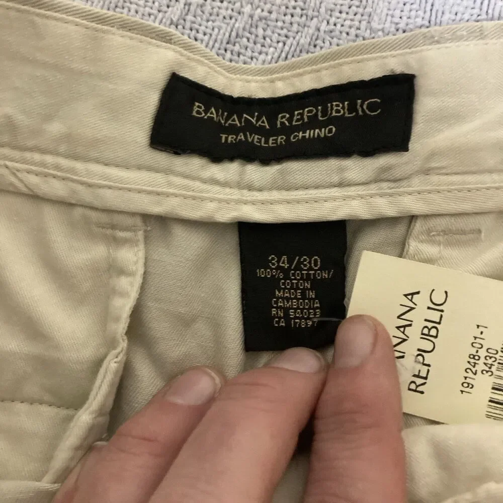 NEW Banana Republic Pants Men's 34x30 The Traveler Chino Jeans Slim Fit White